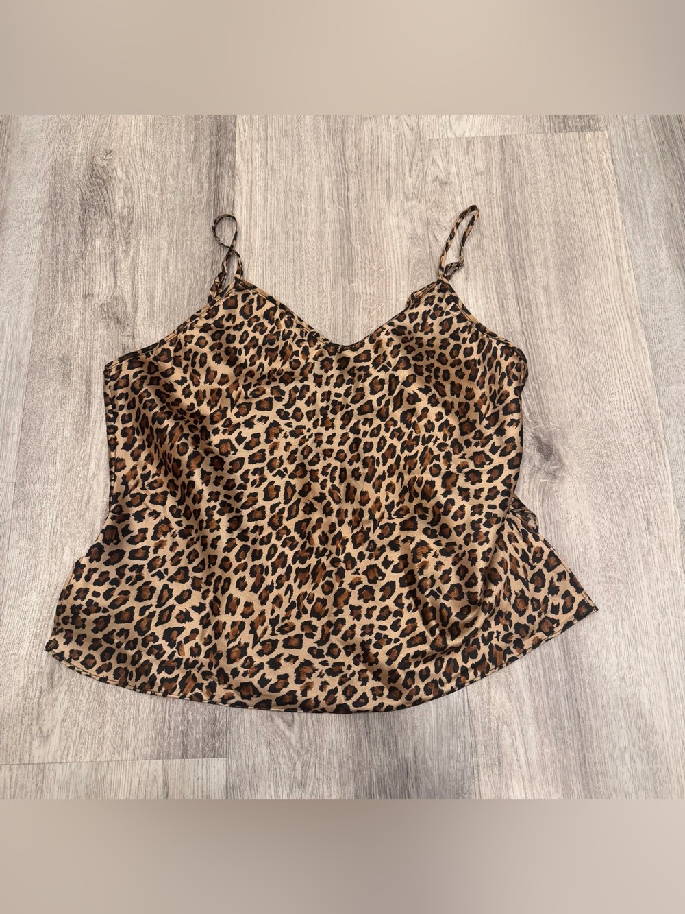 Secret Treasures Leopard‎ Print Satin Open Back Cami Tank Size Large
